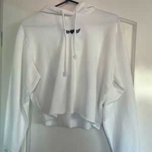 Hollister White Hoodie Crop Top